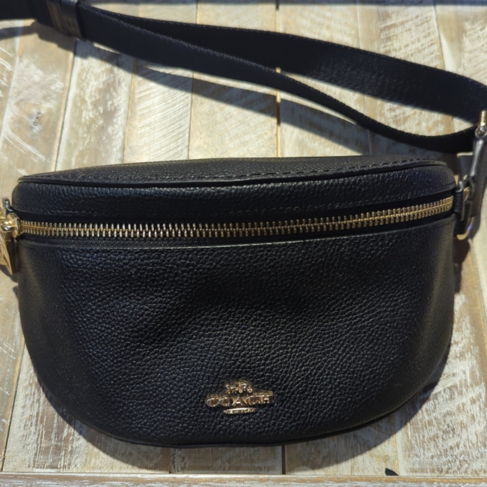 Coach Black Leather Belt Bag